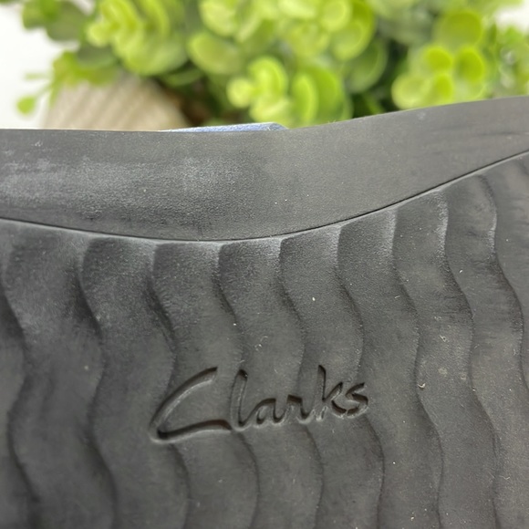 Clarks Artisan Perri Island Nubuck Sandals Size 6 Black Cork Effect Slip On - Picture 8 of 10